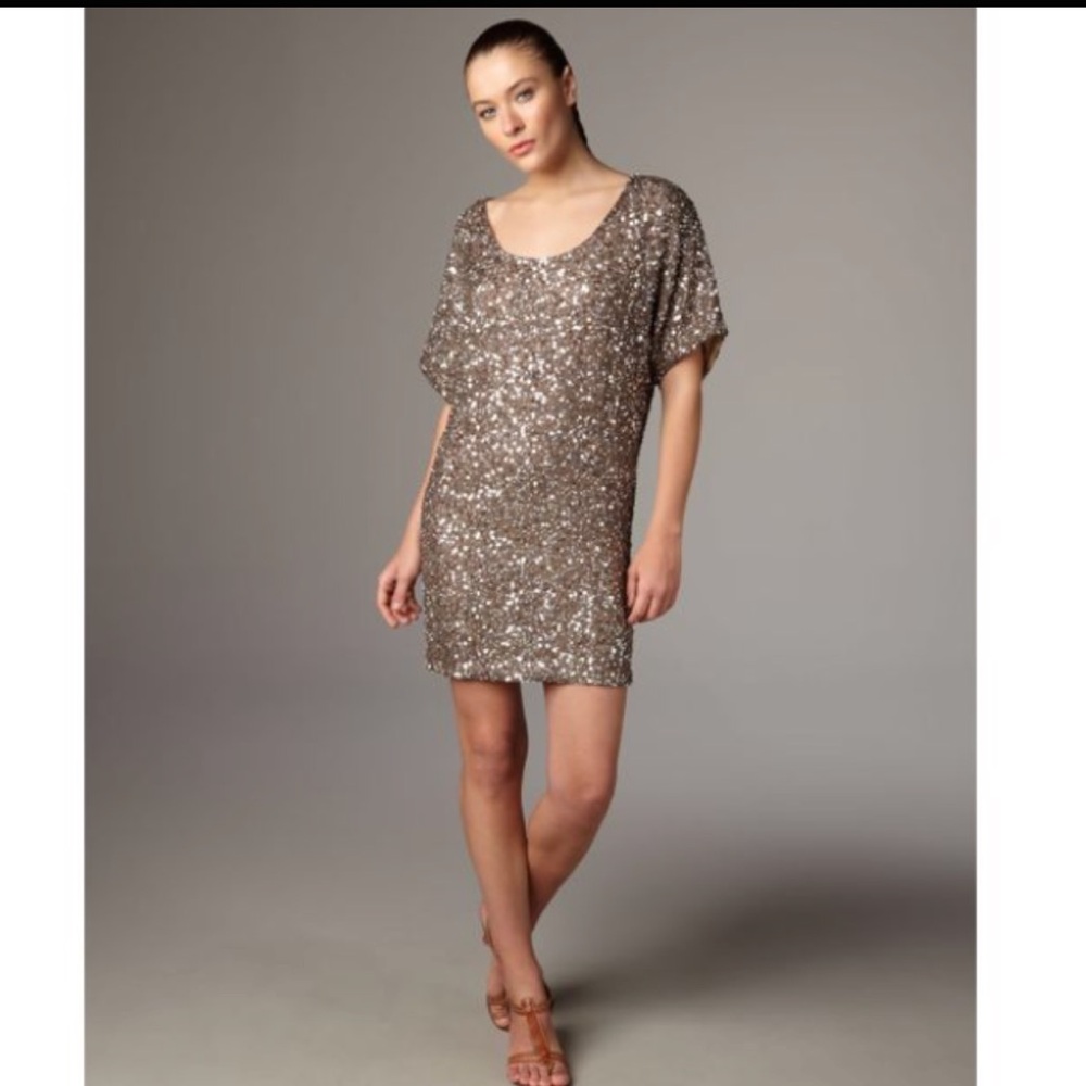 $500 VINCE Metallic Cluster Sequin Dress